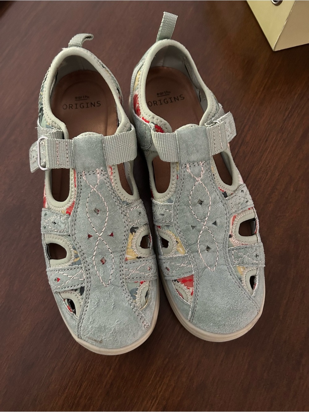 Earth Origins Suede Sandals with floral detail